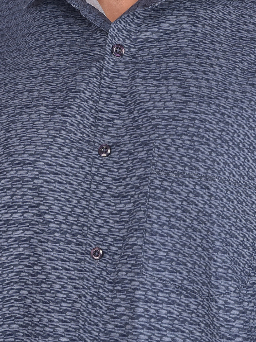 Navy Blue Printed 100% Cotton Shirt-Men Shirts-Crimsoune Club