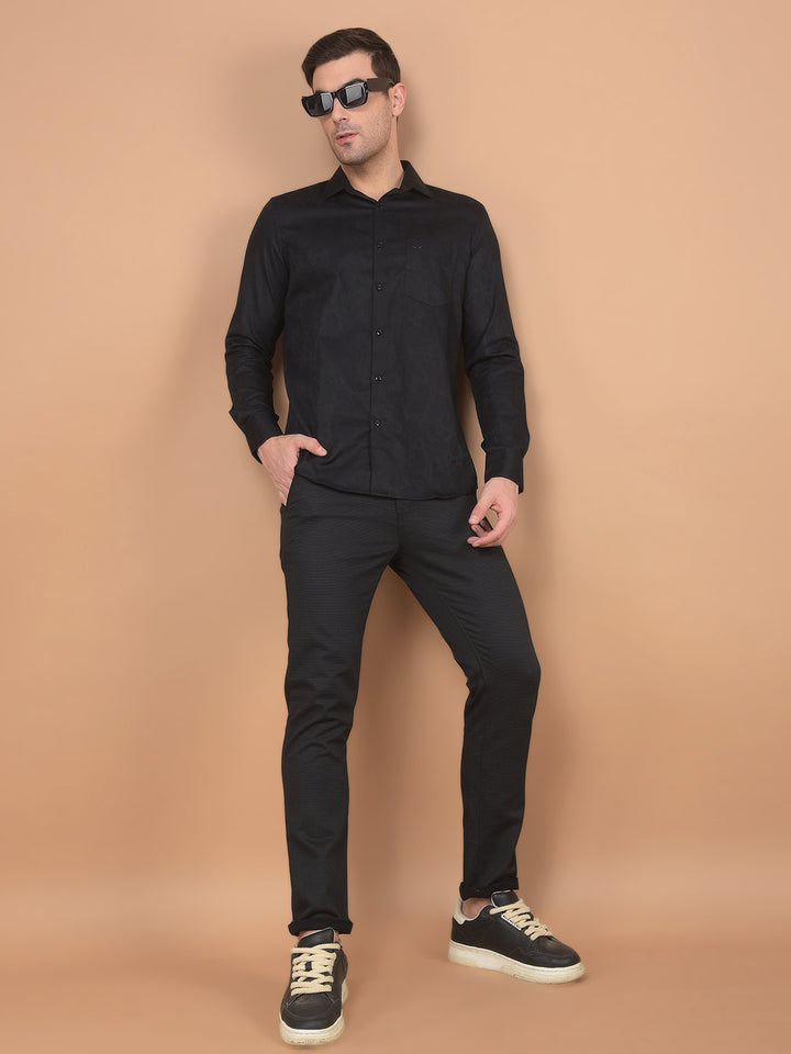 Black Printed 100% Cotton Shirt-Men Shirts-Crimsoune Club