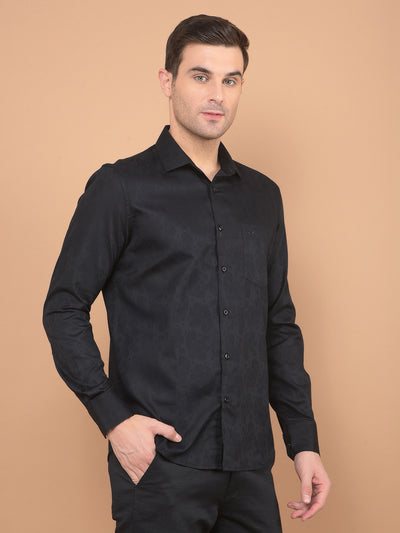 Black Printed 100% Cotton Shirt-Men Shirts-Crimsoune Club