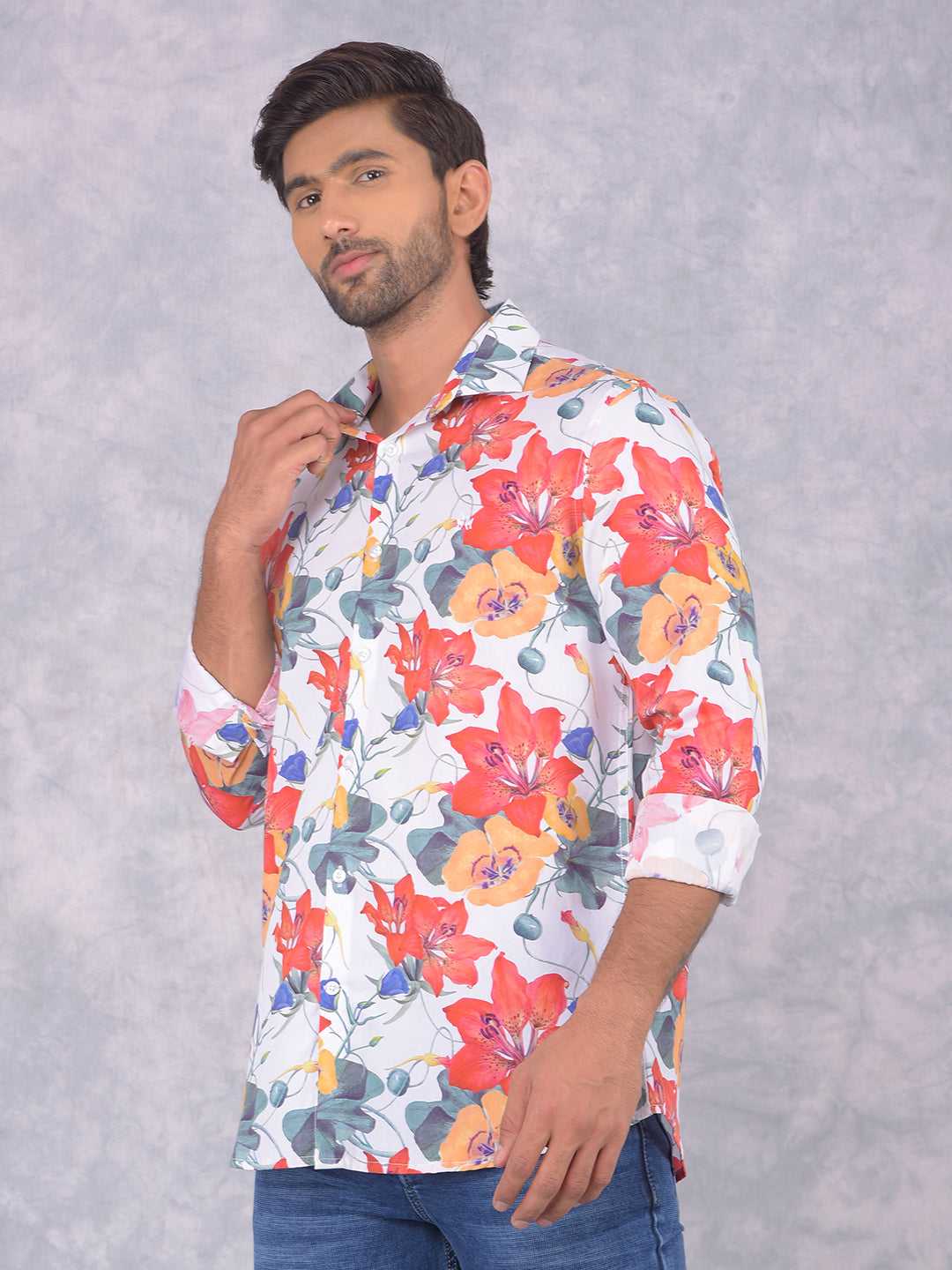Multi-Color Floral Print Shirt-Men Shirts-Crimsoune Club
