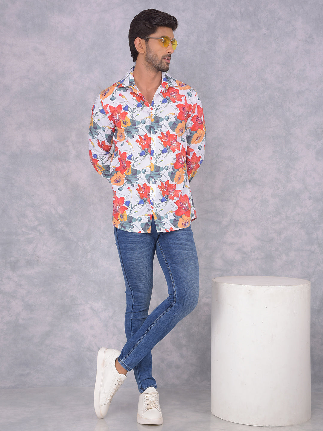 Multi-Color Floral Print Shirt-Men Shirts-Crimsoune Club