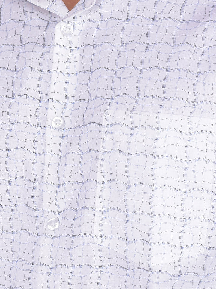 White Printed 100% Cotton Shirt-Men Shirts-Crimsoune Club