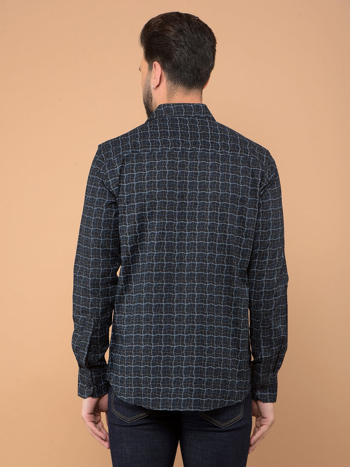 Black Printed 100% Cotton Shirt-Men Shirts-Crimsoune Club