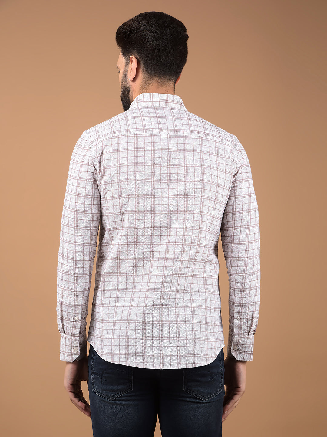 Purple Checked 100% Cotton Shirt-Men Shirts-Crimsoune Club