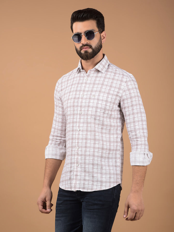 Purple Checked 100% Cotton Shirt-Men Shirts-Crimsoune Club
