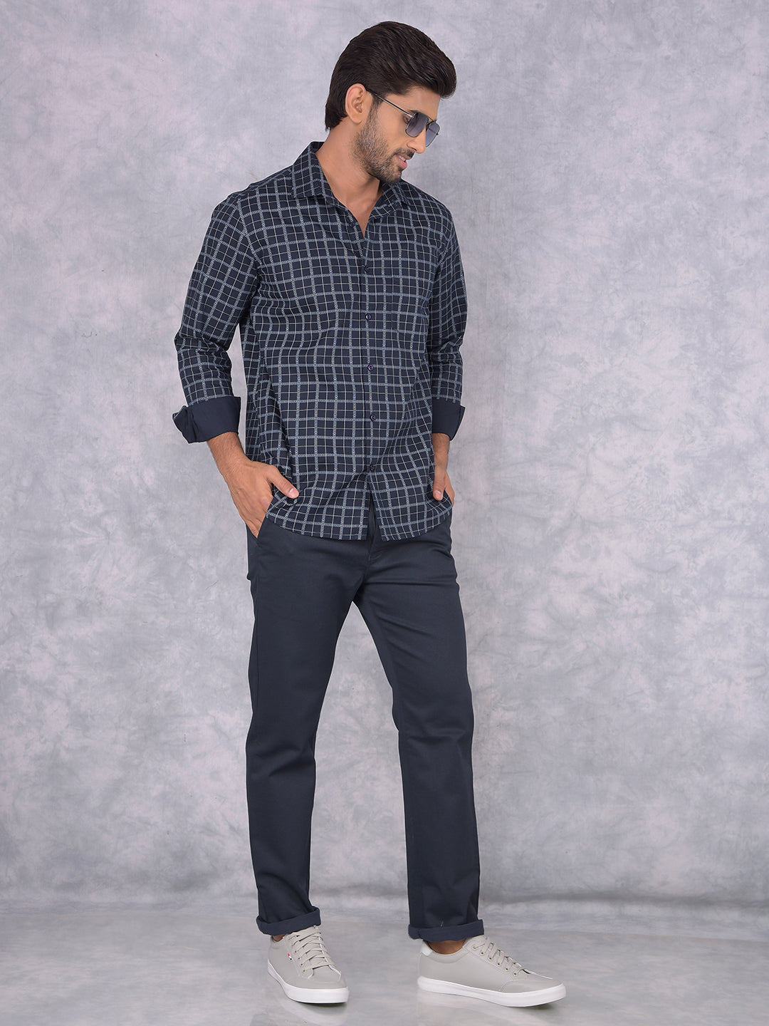Black Checked Shirt-Men Shirts-Crimsoune Club