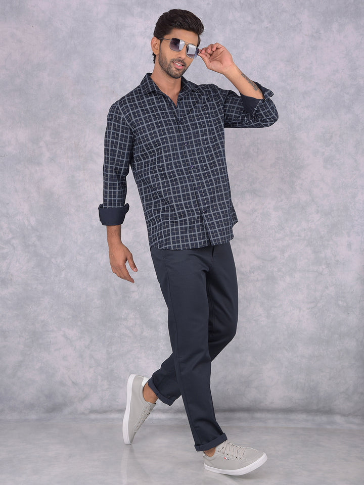 Black Checked Shirt-Men Shirts-Crimsoune Club