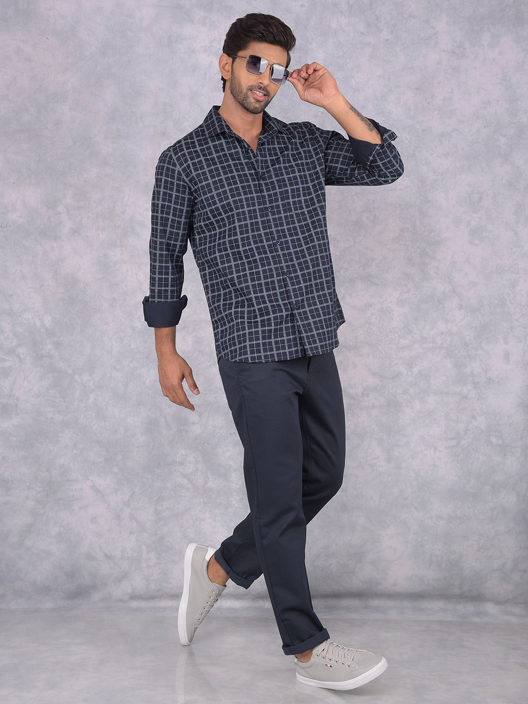 Black Checked Shirt-Men Shirts-Crimsoune Club