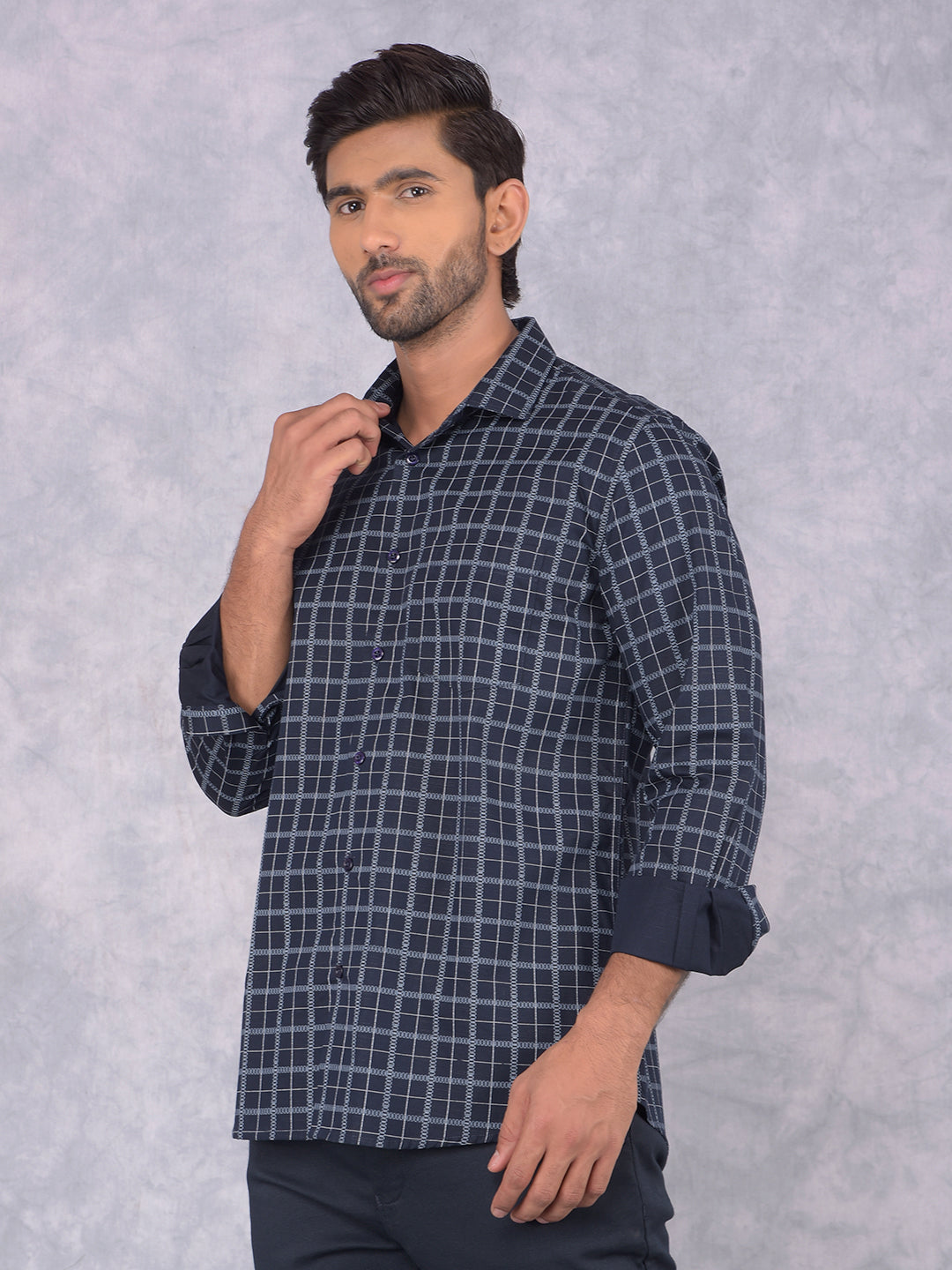 Black Checked Shirt-Men Shirts-Crimsoune Club