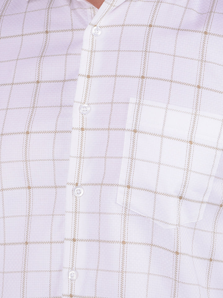 White Checked 100% Cotton Shirt-Men Shirts-Crimsoune Club