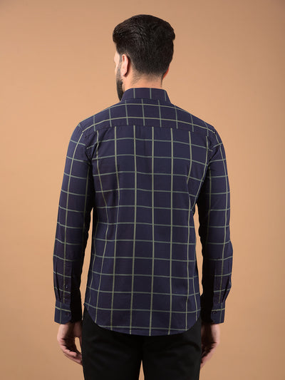 Brown Windowpane Check 100% Cotton Shirt-Men Shirts-Crimsoune Club