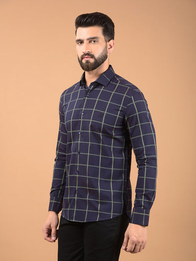 Brown Windowpane Check 100% Cotton Shirt-Men Shirts-Crimsoune Club