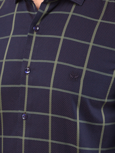 Brown Windowpane Check 100% Cotton Shirt-Men Shirts-Crimsoune Club