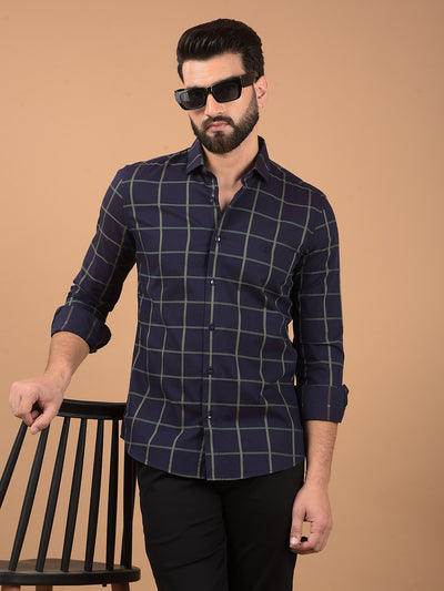 Brown Windowpane Check 100% Cotton Shirt-Men Shirts-Crimsoune Club