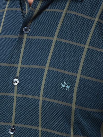 Green Windowpane Check 100% Cotton Shirt-Men Shirts-Crimsoune Club