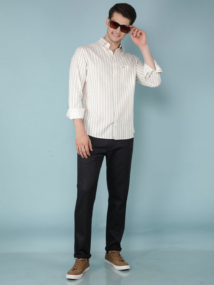 Beige Vertical Stripes Shirt-Men Shirts-Crimsoune Club