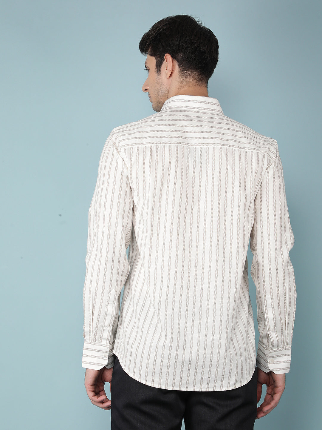 Beige Vertical Stripes Shirt-Men Shirts-Crimsoune Club