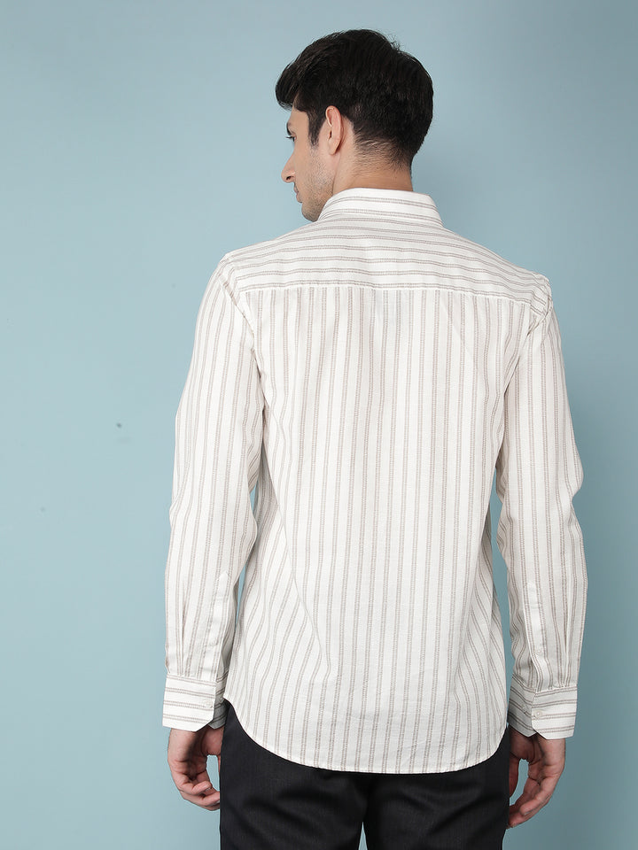 Beige Vertical Stripes Shirt-Men Shirts-Crimsoune Club
