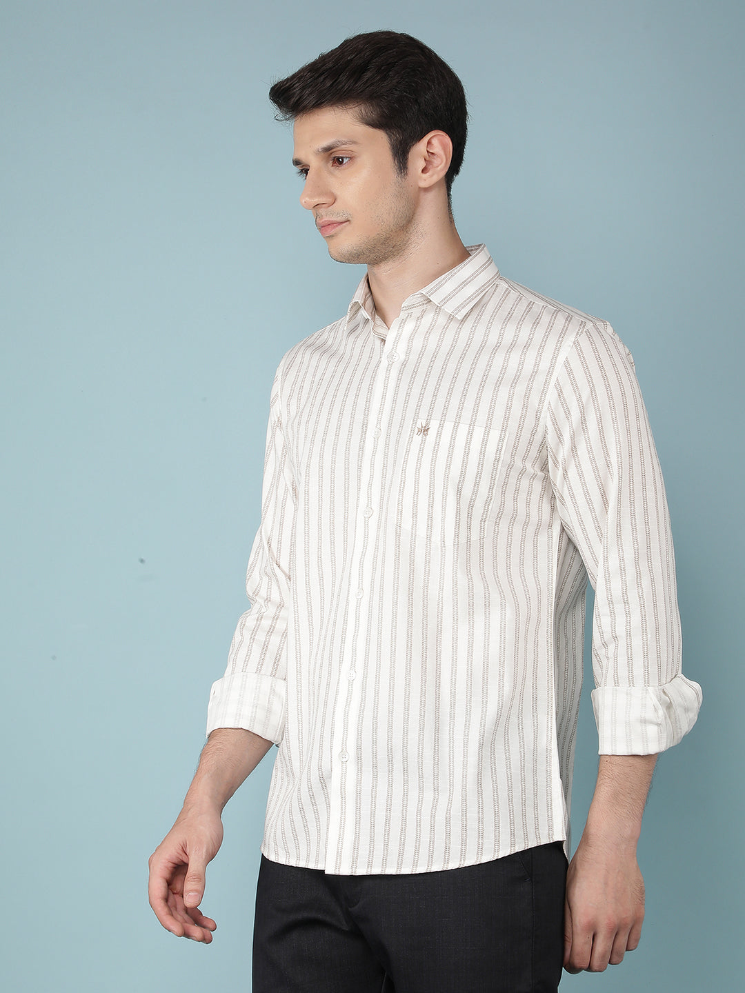 Beige Vertical Stripes Shirt-Men Shirts-Crimsoune Club