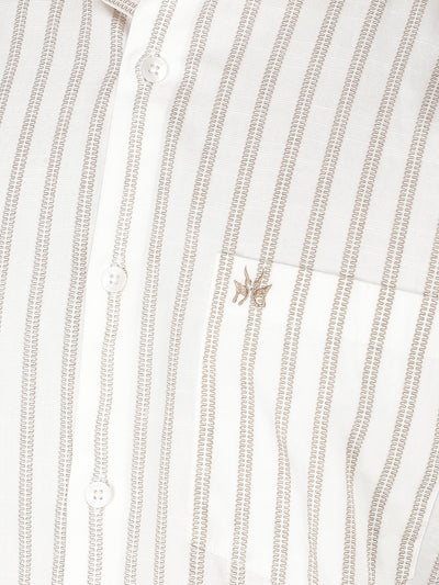 Beige Vertical Stripes Shirt-Men Shirts-Crimsoune Club