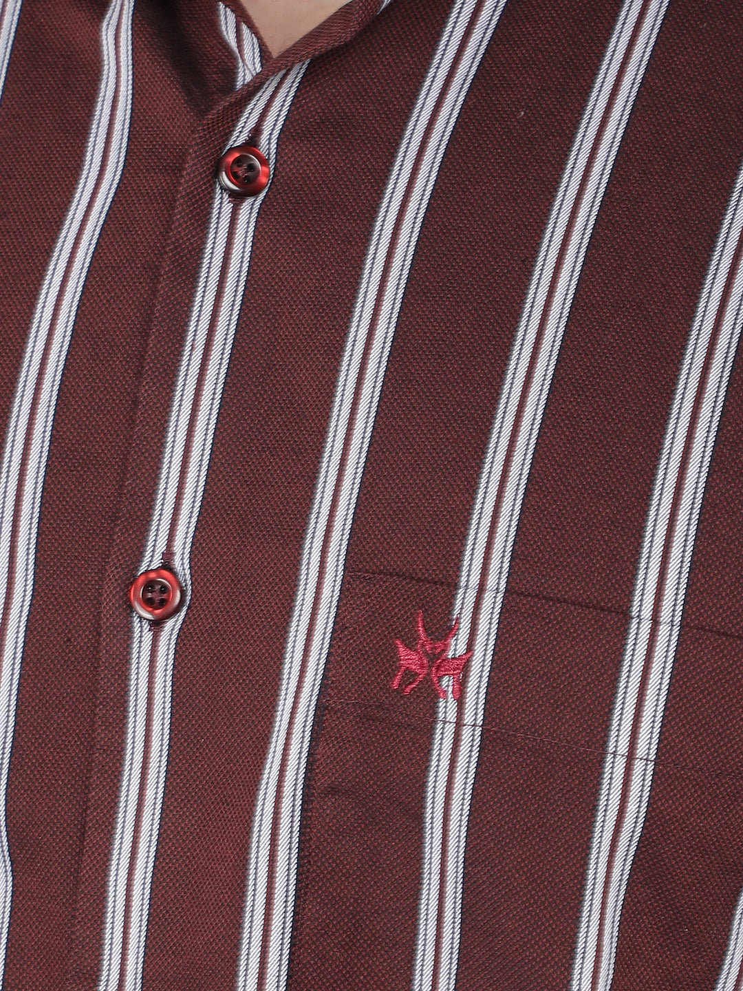 Wine Vertical Stripes 100% Cotton Shirt-Men Shirts-Crimsoune Club