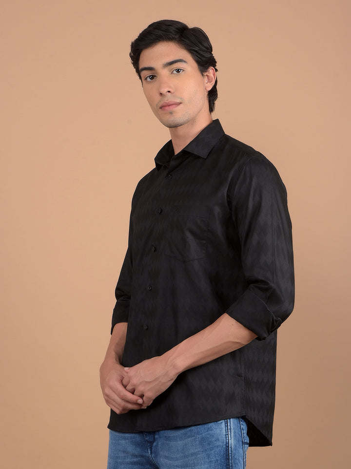 Black Printed Shirt-Men Shirts-Crimsoune Club