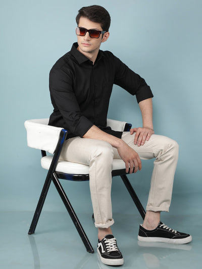 Black Vertical Stripes Shirt-Men Shirts-Crimsoune Club