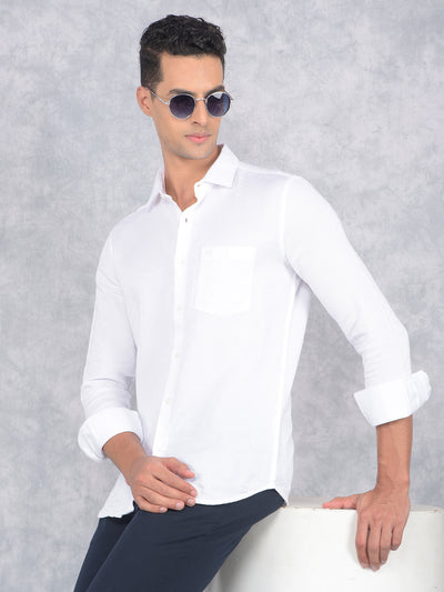 White Printed 100% Cotton Knitted Shirt-Men Shirts-Crimsoune Club