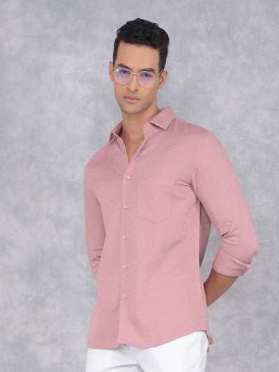 Pink Printed 100% Cotton Knitted Shirt-Men Shirts-Crimsoune Club