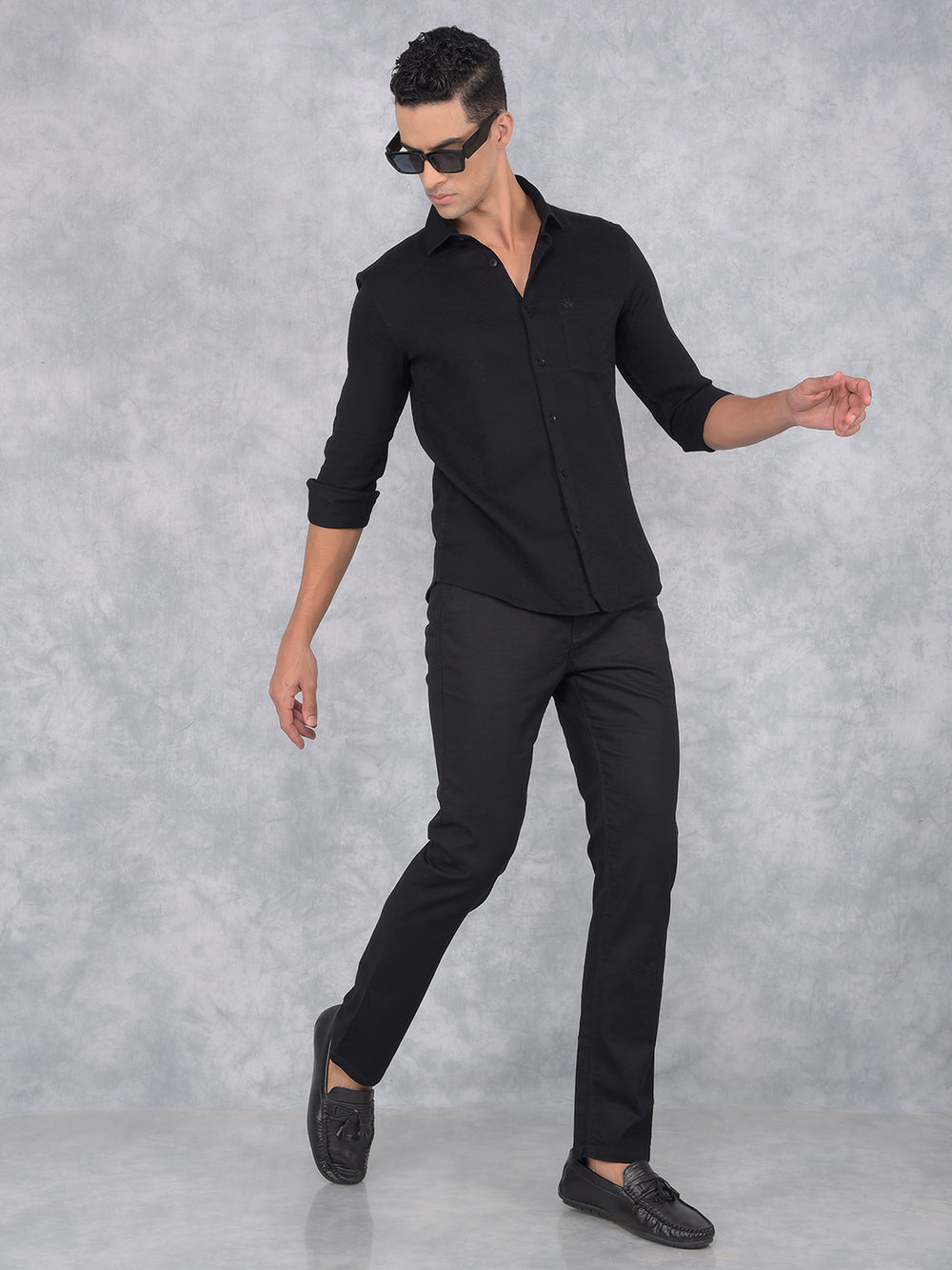 Black Printed 100% Cotton Knitted Shirt-Men Shirts-Crimsoune Club