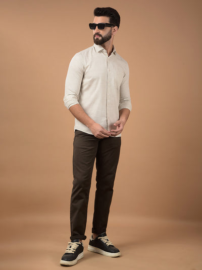Beige Printed Shirt-Men Shirts-Crimsoune Club