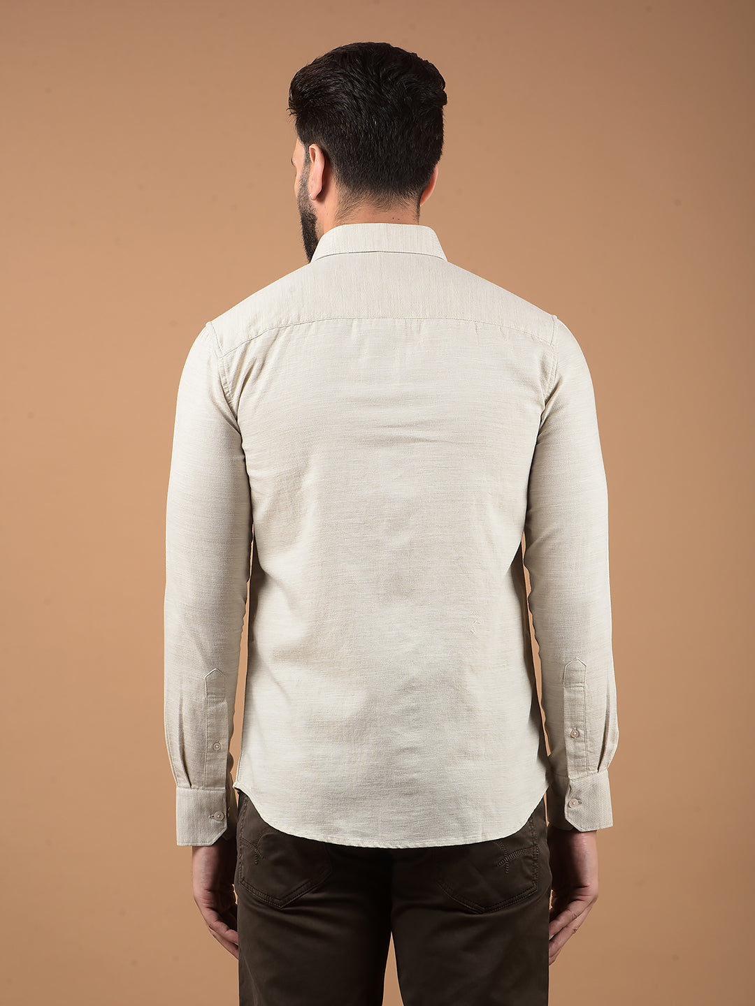 Beige Printed Shirt-Men Shirts-Crimsoune Club