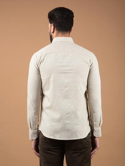Beige Printed Shirt-Men Shirts-Crimsoune Club