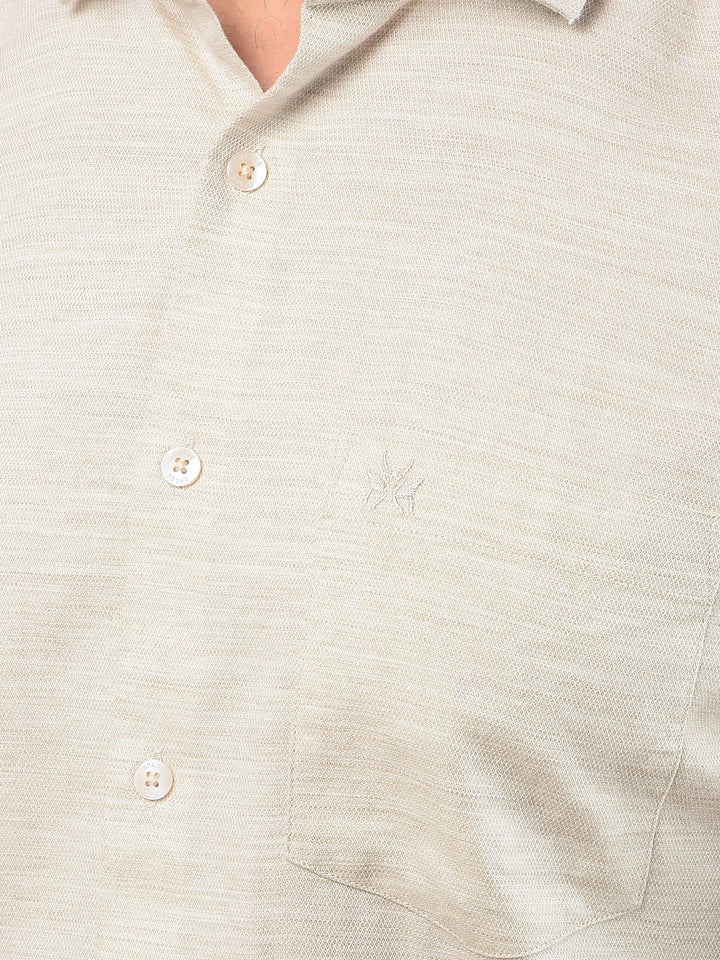 Beige Printed Shirt-Men Shirts-Crimsoune Club