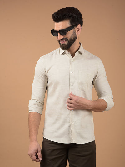 Beige Printed Shirt-Men Shirts-Crimsoune Club