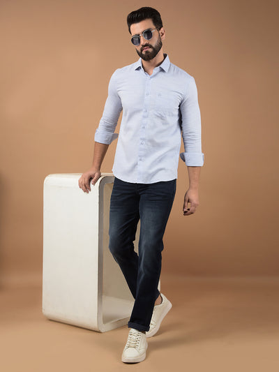 Blue Printed Shirt-Men Shirts-Crimsoune Club