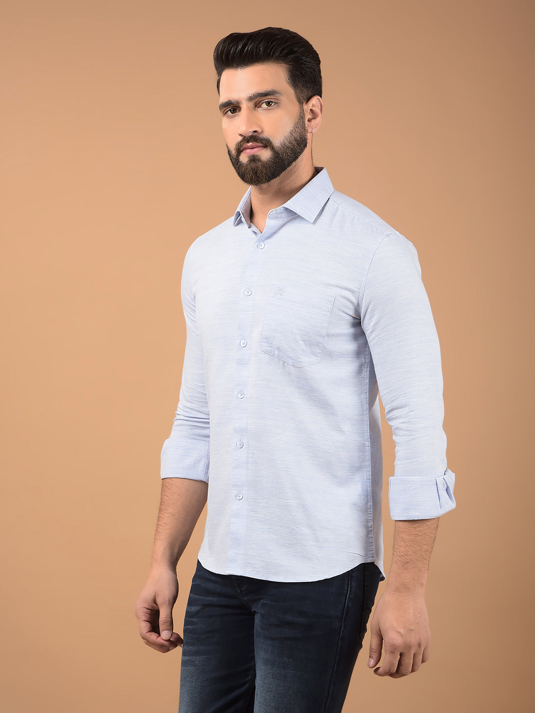 Blue Printed Shirt-Men Shirts-Crimsoune Club