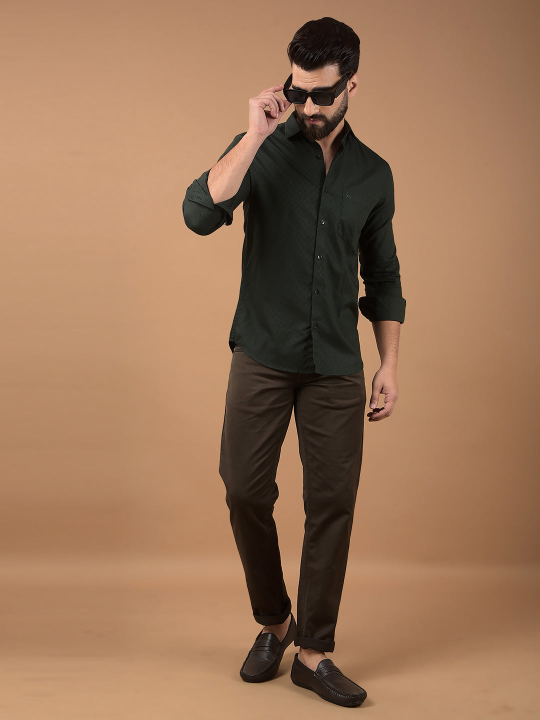 Green Printed Shirt-Men Shirts-Crimsoune Club