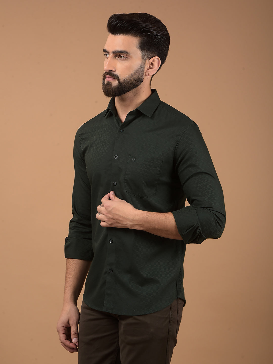 Green Printed Shirt-Men Shirts-Crimsoune Club