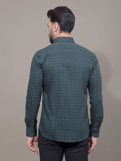Green Printed 100% Cotton Shirt-Men Shirts-Crimsoune Club