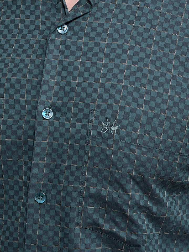 Green Printed 100% Cotton Shirt-Men Shirts-Crimsoune Club