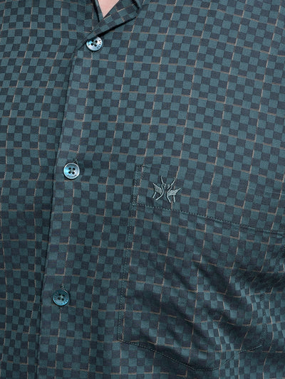 Green Printed 100% Cotton Shirt-Men Shirts-Crimsoune Club