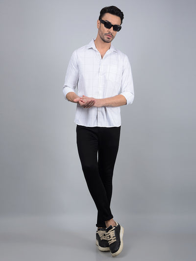 White Checked 100% Cotton Shirt-Men Shirts-Crimsoune Club