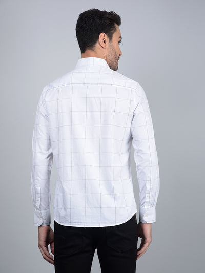 White Checked 100% Cotton Shirt-Men Shirts-Crimsoune Club