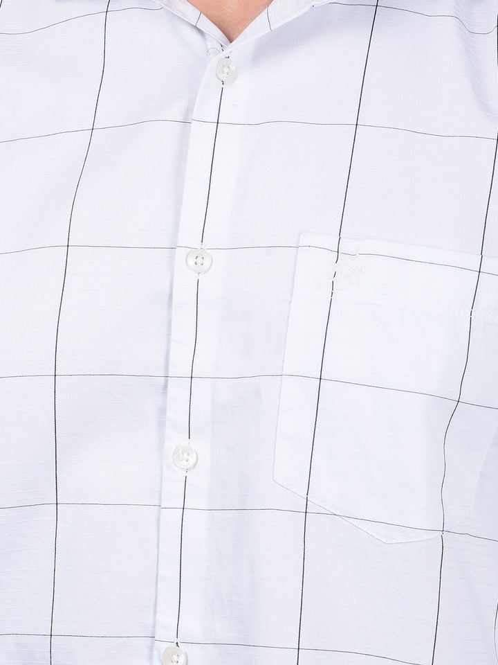 White Checked 100% Cotton Shirt-Men Shirts-Crimsoune Club