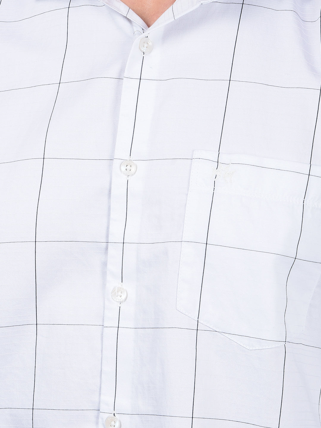 White Checked 100% Cotton Shirt-Men Shirts-Crimsoune Club