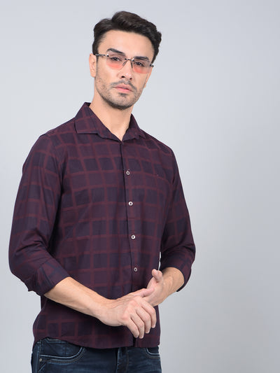 Wine Printed 100% Cotton Shirt-Men Shirts-Crimsoune Club