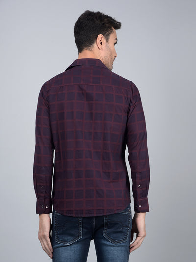 Wine Printed 100% Cotton Shirt-Men Shirts-Crimsoune Club