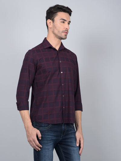 Wine Printed 100% Cotton Shirt-Men Shirts-Crimsoune Club