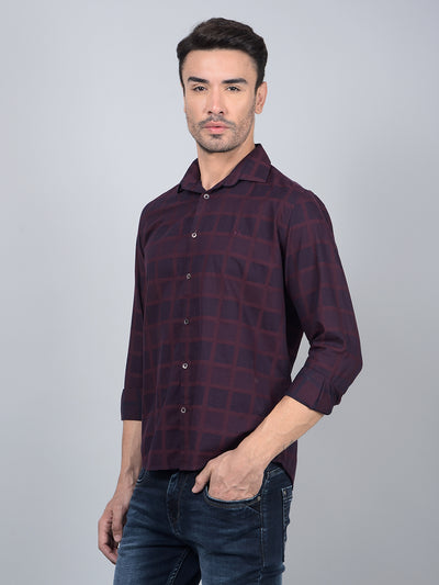 Wine Printed 100% Cotton Shirt-Men Shirts-Crimsoune Club